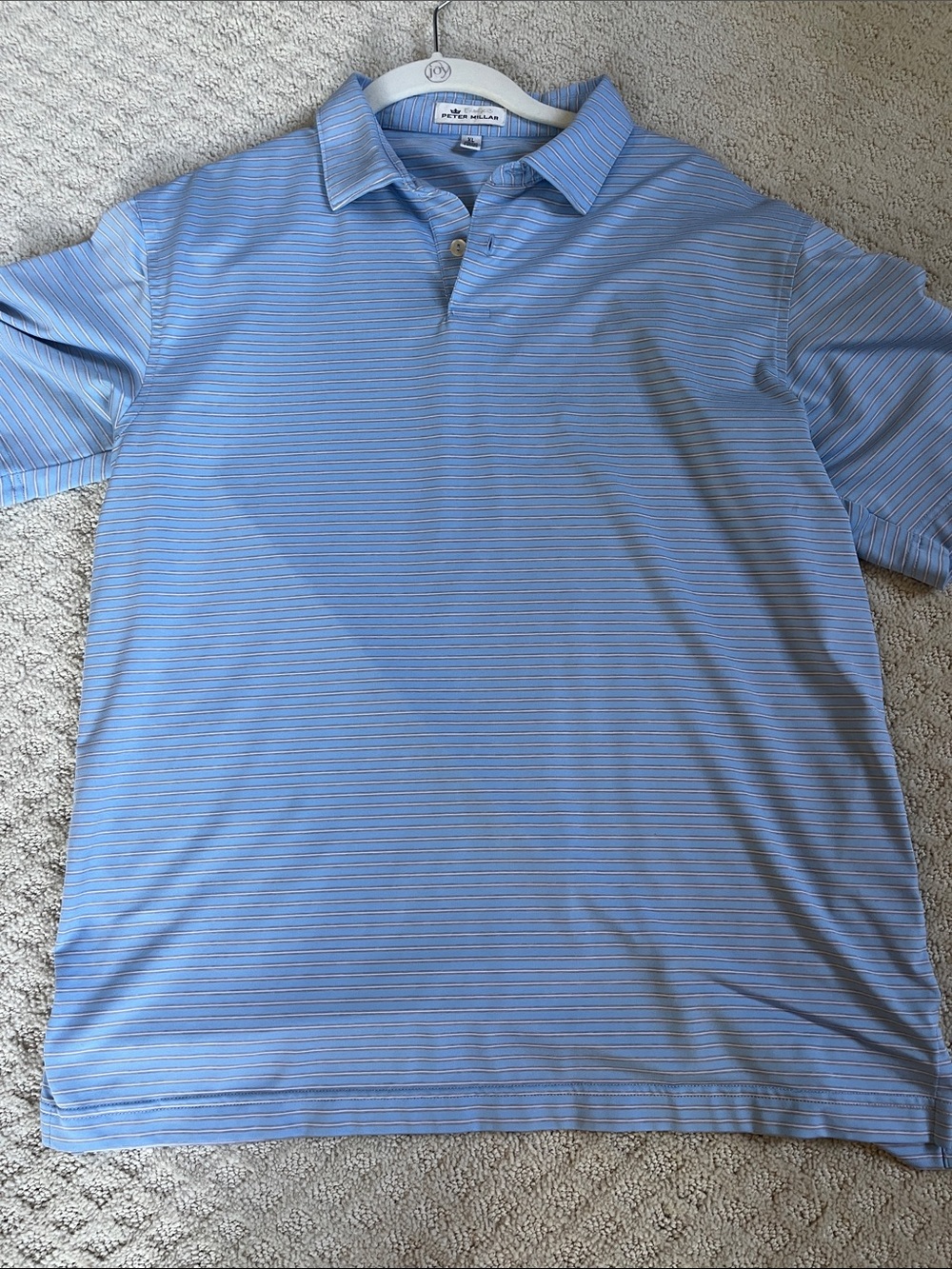 Peter Millar Light Blue Striped Performance Polo